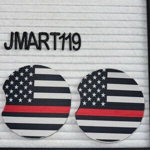 Firefighter American Flag Neoprene Car Coaster